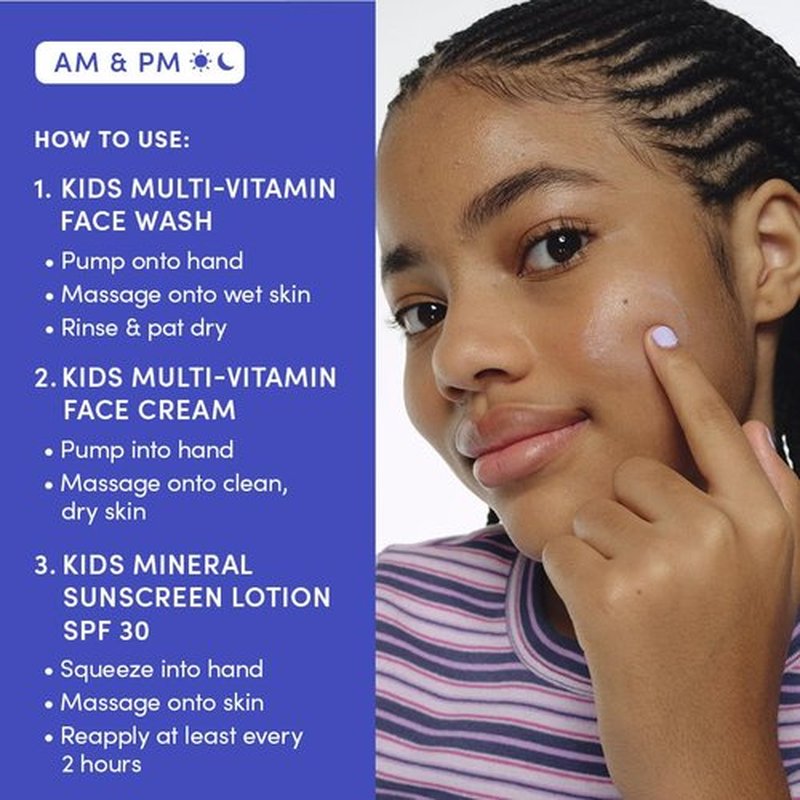 Evereden Kids Daily 1-2-3 Routine Bundle with Multi-Vitamin Kids Face Wash, Face Cream, SPF 30 & Spa Headband – Non-Toxic, Dermatologist-Tested & Gentle Skincare for Kids – Perfect for Daily Care