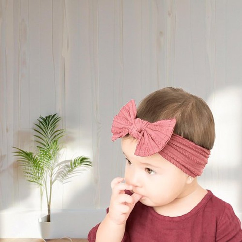 GTTUKK Baby Girl Headbands Nylon Stretchy Hair Bows - Soft Jacquard Knit Infant Hairbands for Newborn Toddler, Non-Marking Textured Accessories for Photography Gift