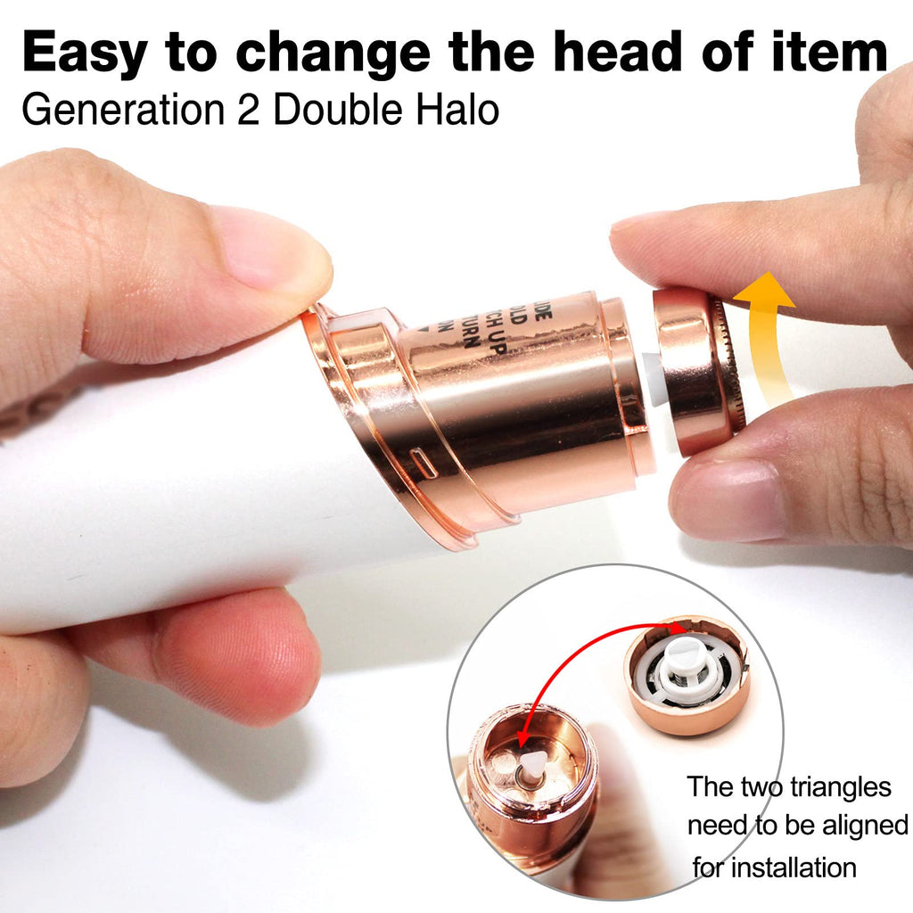 Facial Hair Remover Replacement Heads: Generation 2 Double Halo, Compatible with Finishing Touch Flawless Facial Hair Removal Tool for Women 18K Gold-Plated 4 Count (Not Fit Gen 1 Hair removal device)
