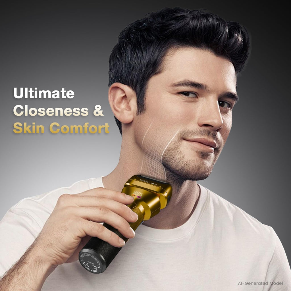 BEAUTYCARE Electric Foil Shaver for Men, for Short Beard, Gold