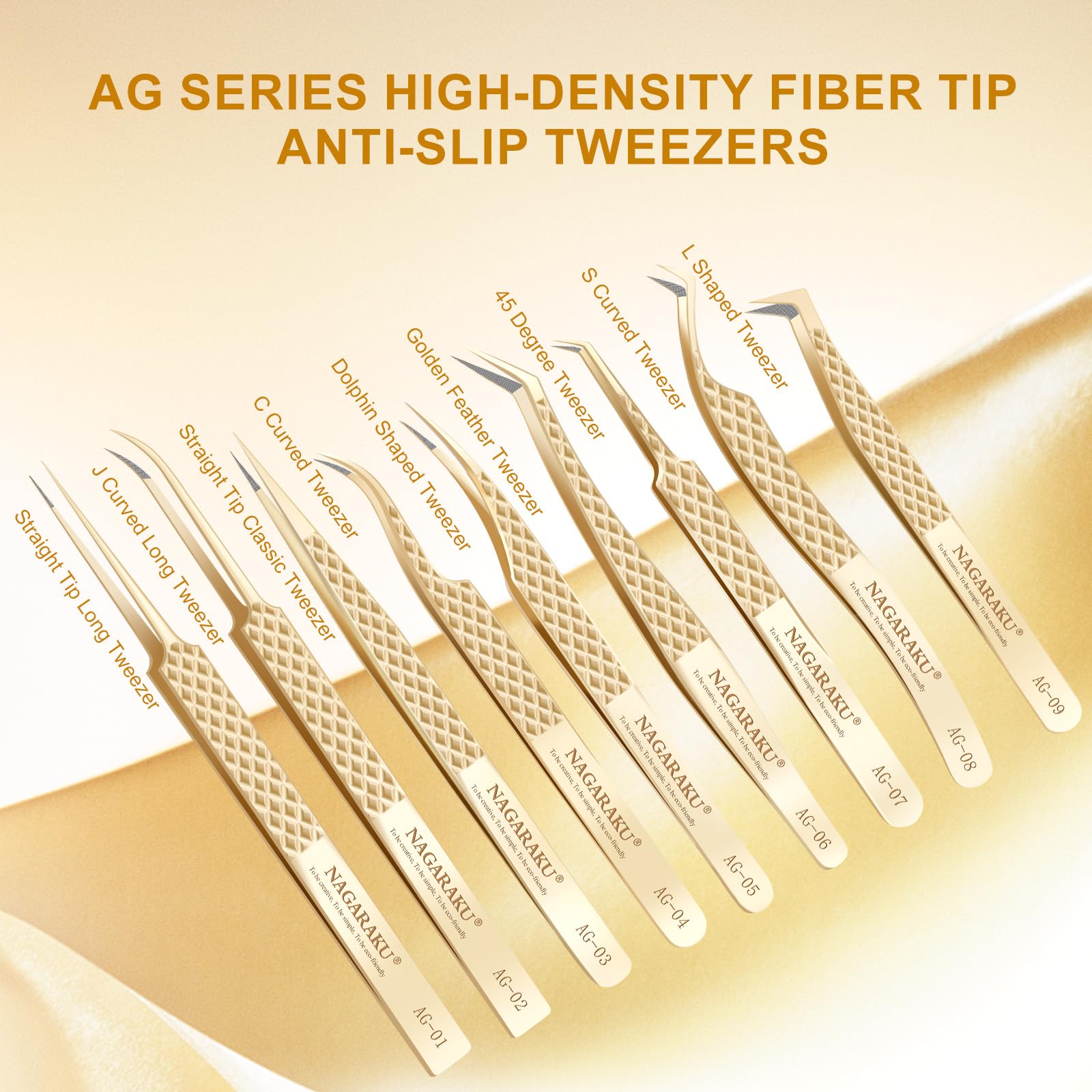 NAGARAKU Eyelash Extension Tweezer Fiber Tip AG-06 Golden Feather