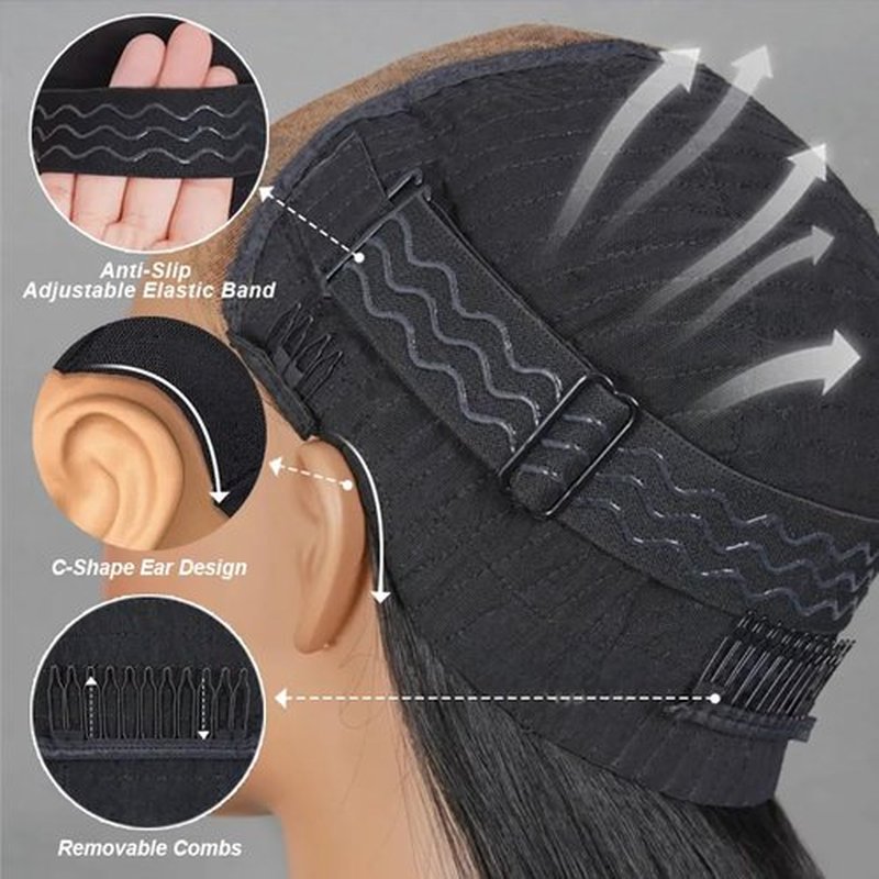 AOFEER 20 Inch Straight Lace Front Wear and Go Glueless Wigs Human Hair Pre Plucked Pre Cut Pre Bleached Knots 7x5 HD Lace Closure Wigs for Women Ready to Wear for Beginner Natural Black Color