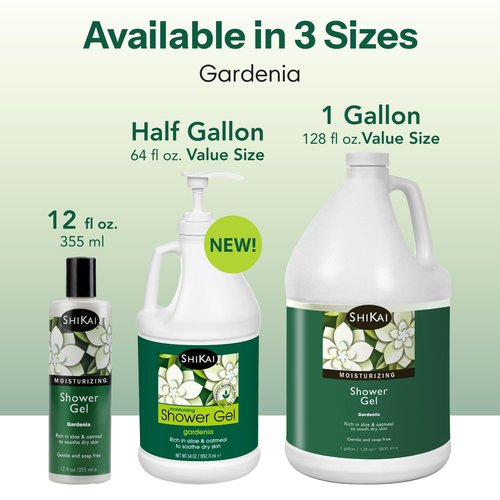ShiKai Daily Moisturizing Shower Gel (Gardenia, 64 oz) | Gentle Soap-Free Body Wash for Dry and Sensitive Skin | With Aloe Vera & Oatmeal