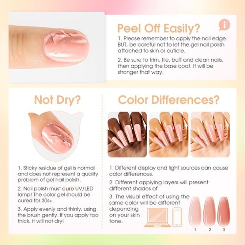 ROSALIND 24pcs Jelly Gel Polish Set, 20 Colors Neutral Pink Nude Sheer White Color Soak Off UV Gel Set with Base Glossy Matte Glitter Top Coat DIY Manicure Gifts