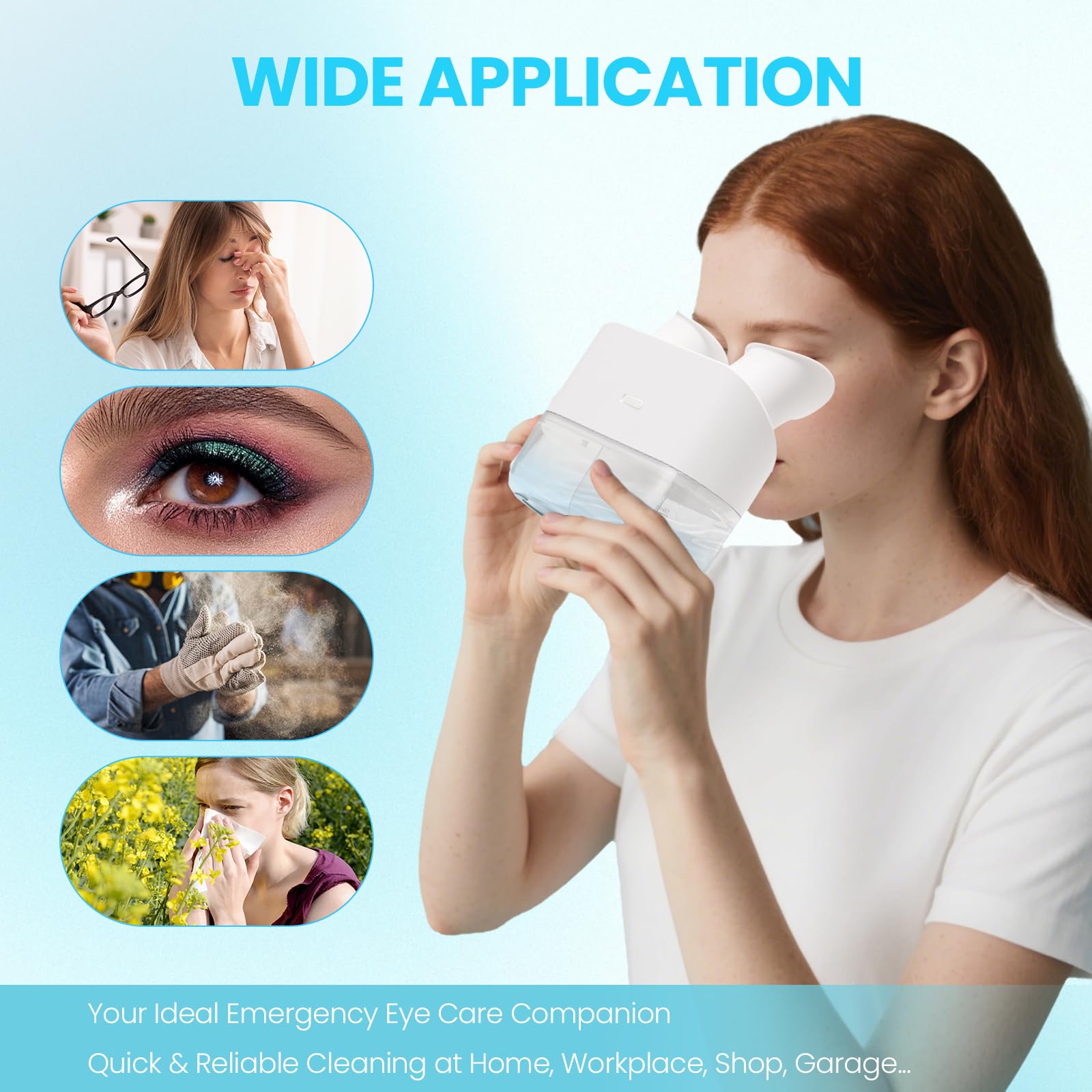 Huanyu Electric Portable Eye Wash Station 2 Clean Modes Emergency Eyewash Station Detachable Eye Wash Cup Washing Kit 100ml Water Tank