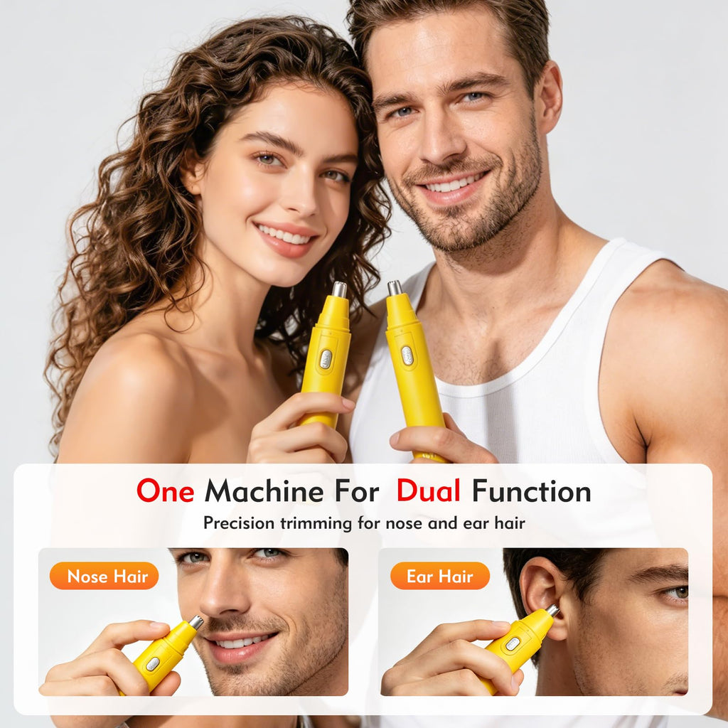 IWR Nose Hair Trimmer, Rechargeable Nose Hair Trimmer for Men Women with Cleaning Brush, Multifunctional Nose and Ear Hair Trimmer Improved Stainless Steel Replaceable Blade （Yellow）
