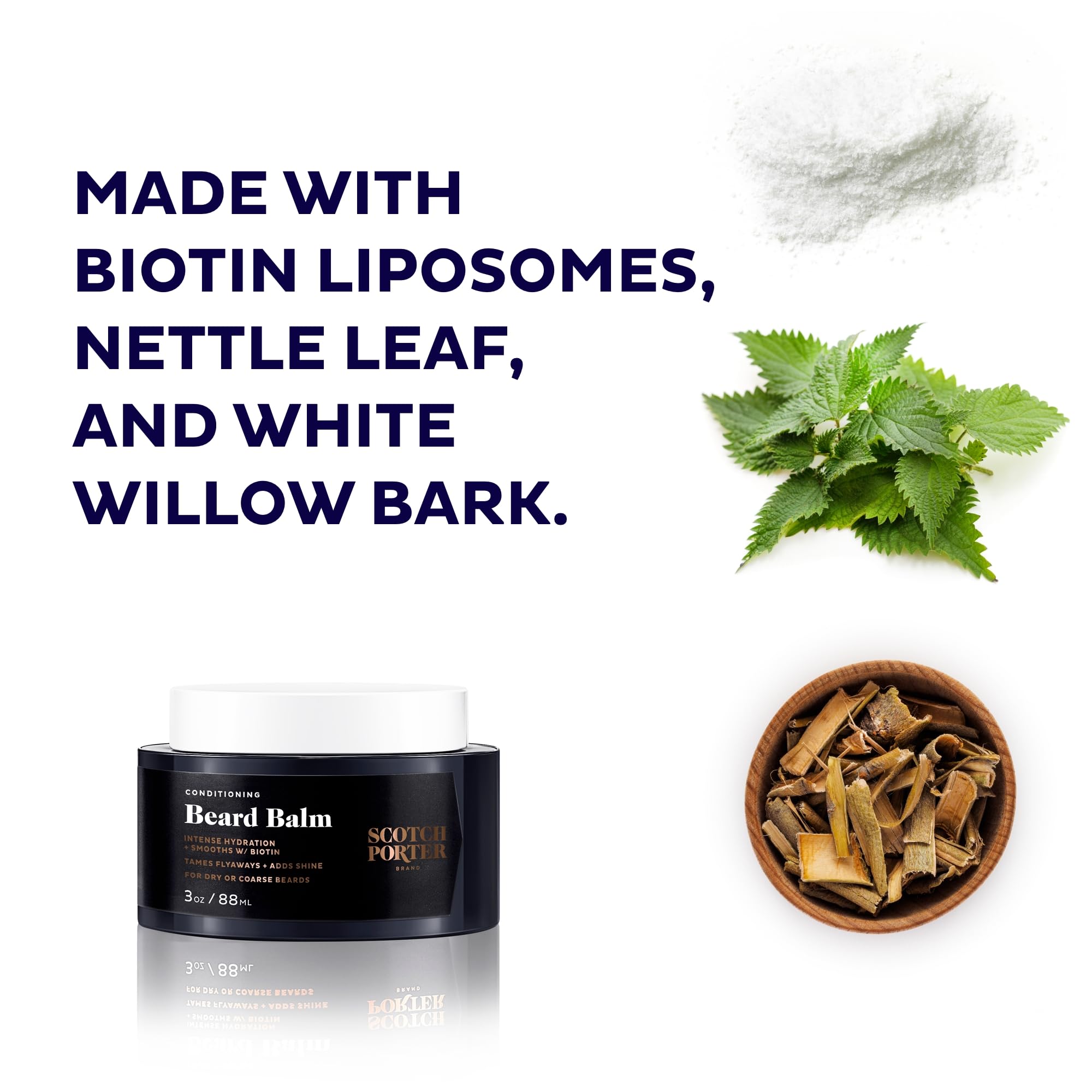 Scotch Porter Beard Care Set: 4oz Leave-in Conditioner, 3oz Balm, 8oz Wash | Non-Toxic, Vegan Formulas Free of Parabens, Sulfates & Silicones