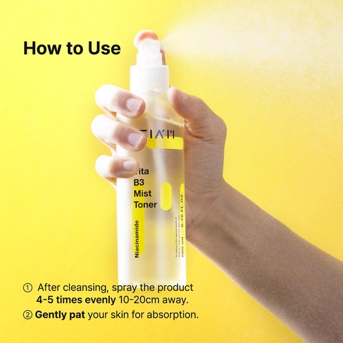 TIAM Vita B3 Mist Toner, 6.76 fl oz, Glow Boosting Facial Spray with Niacinamide, Tranexamic Acid, and Vitamin C for All Skin Types, Hydrating & Refreshing, Korean Skin Care