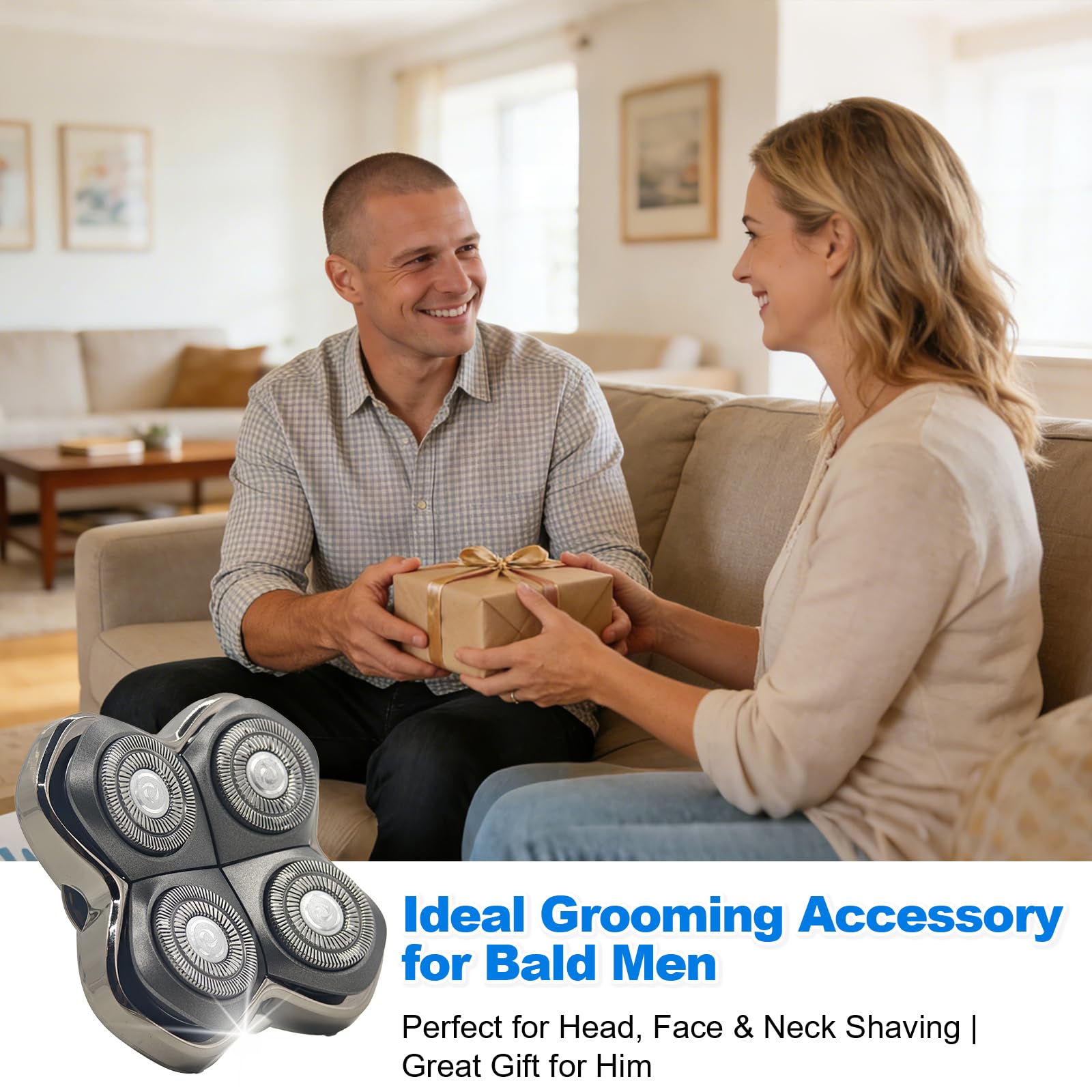 Bpbdzz 2 Pack 4-Shaver Replacement Heads for Skull Pitbull Series, Palm & Butterfly Kiss, Electric Head & Face Shaver Refills with 1 Cleaning Brush