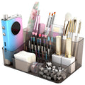 YINGJEE Nail Drill Holder & 28 Holes Nail Drill Bits Holder, Transparent Acrylic Nail Drill Machine Storage Box, Professional Nail Drill Organizer Case for Manicure tools (Gray)