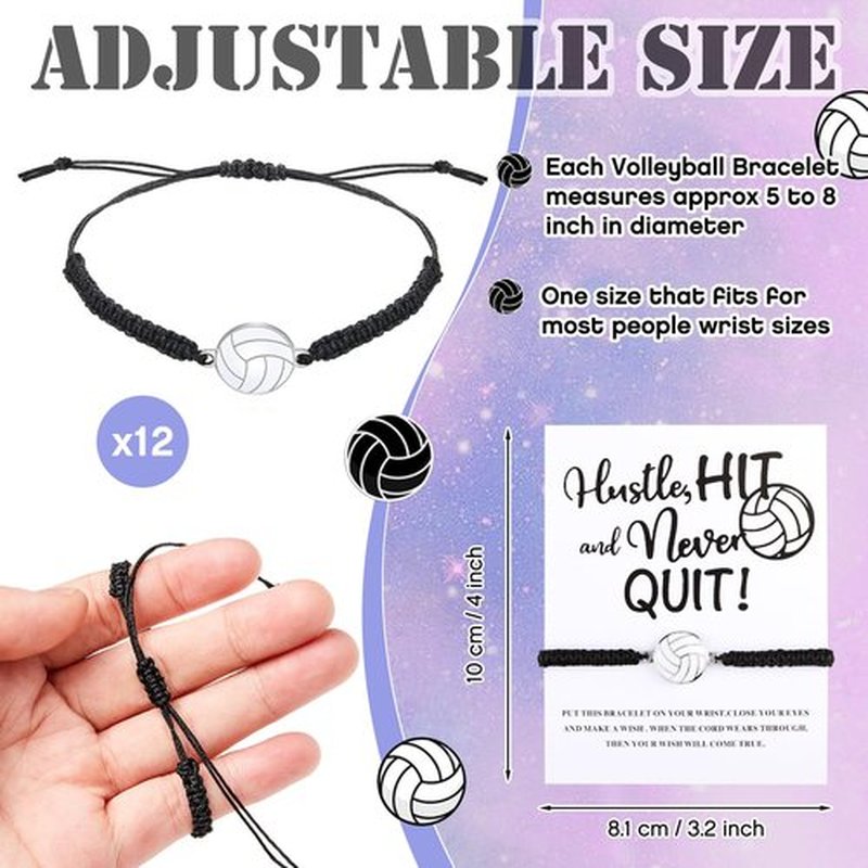 Juexica 48 Pcs Volleyball Team Gifts for Teen Girls: 12 Hair Scrunchies 12 Charm Bracelet 12 Necklace and 12 Love Pattern Waterproof Cosmetic Bags for Players and Volleyball Lovers