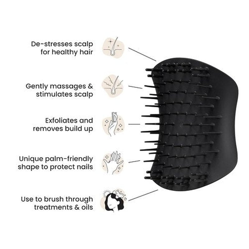 Tangle Teezer Scalp & Shampoo Hairbrush - Exfoliate, Massage & Cleanse for All Hair Types | Onyx Black