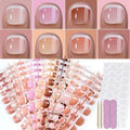 FJSMTOPl 216Pcs Press on Toenails - French Tip Toe Nails Press ons - White French Fake Toe Nails - Acrylic Glue on Toe False nails - Stick on Toenails for Women Nail Manicure