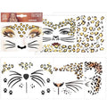 Exlinonline 6Pcs Cheetah Face Stickers, Leopard Skin Face Tattoos for Women, Perfect for Halloween Costume Parties Cheetah Makeup