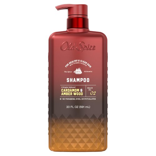 Old Spice Men's Shampoo, The Spice Alchemist Collection, Cologne-Infused Cardamom and Amber Wood Scent, Free of Parabens & Phthalates, 21.9 fl oz