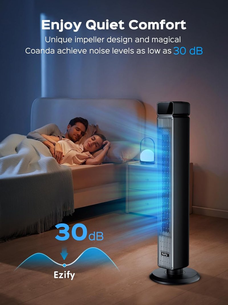 **Tower Fan - 40" Oscillating Cooling Fan with Remote, 6 Speeds, 12H Timer & Quiet 30dB Design**
