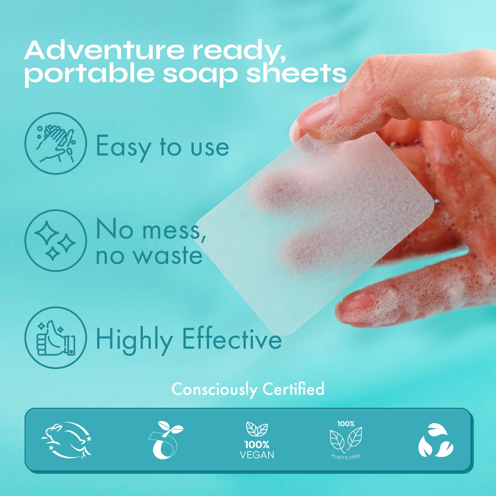 FOMIN - Paper Soap Sheets for Hand Washing - (100 Sheets) Jasmine Portable Travel Soap Sheets, Dissolvable Camping Mini Soap, Portable Hand Soap sheet