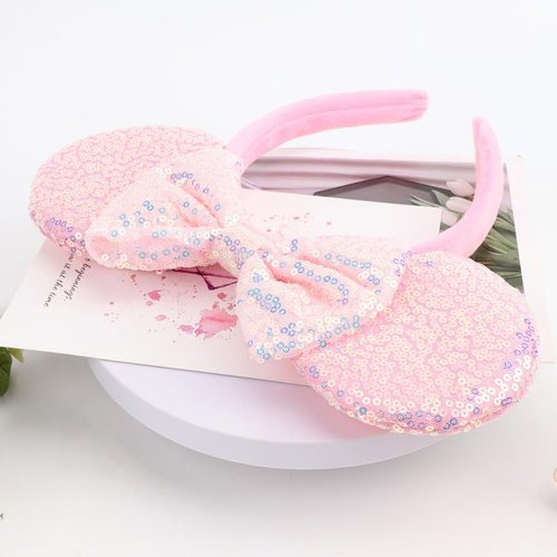 AQOKKA Mouse Ears Headbands with Bow Minnie Ears Cosplay Costume Hair Accessories for Women Birthday Party Decoration