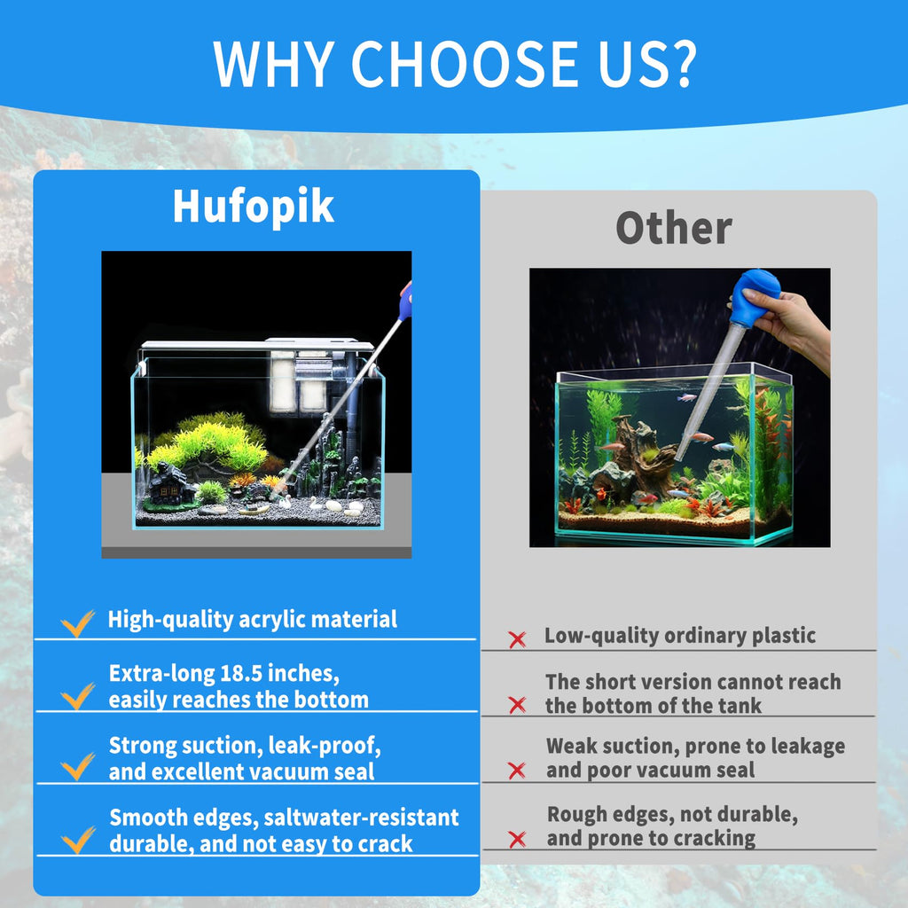 Hufopik 18.5 in Long Pipette for Fish Tank Coral Food Feeder Long Syringe Aquarium Coral Feeding Tube for Marine Fish Reef Aquatic Plant Spider Snake Lizard