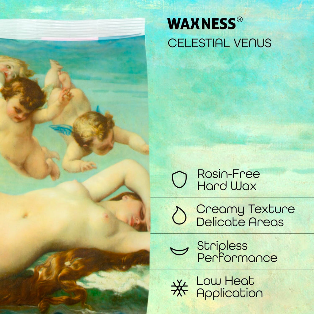 Waxness Celestial Venus Creamy Hard Wax Beads 2.2 lb (1 kg) – Rosin-Free Stripless Wax for Sensitive Areas, Low Temperature Formula, Professional Use – Made in Italy