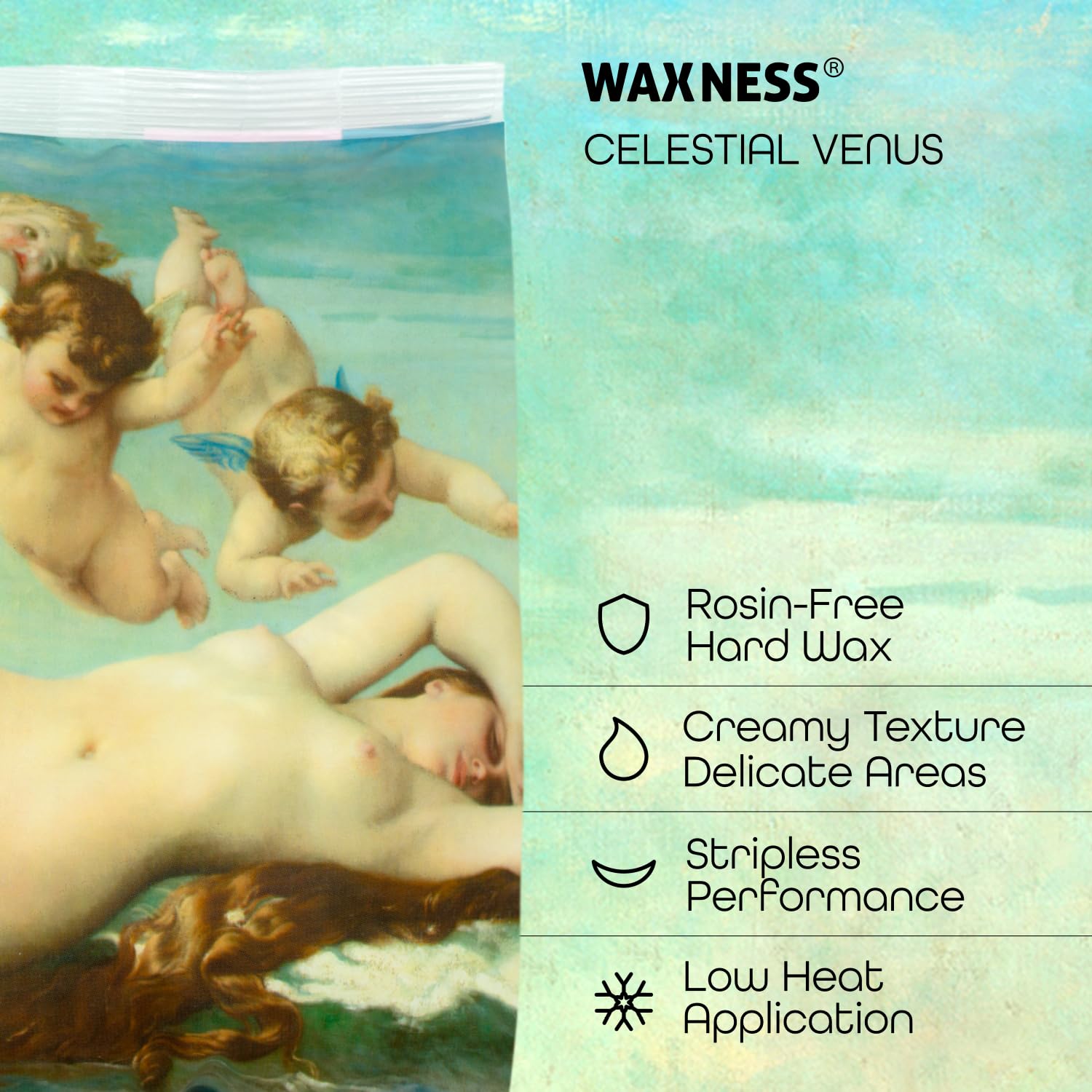 Waxness Celestial Venus Creamy Hard Wax Beads 2.2 lb (1 kg) – Rosin-Free Stripless Wax for Sensitive Areas, Low Temperature Formula, Professional Use – Made in Italy