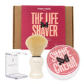 Men Rock The Life Shaver Essential Shaving Kit - Black Pomegranate - Beard Care Kit for Men - Shaving Cream, Synthetic Brush - Mens Face Care - 3 Pc