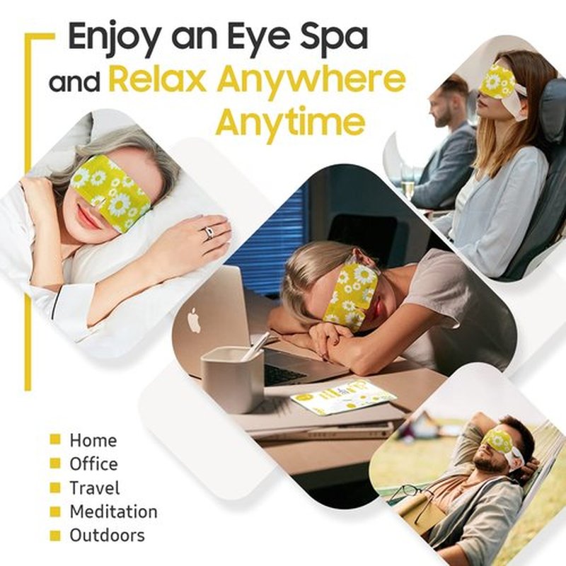 BeHoomi Steam Eye Mask, 10 Packs Heated Eye Mask, Self Heating Disposable SPA Warm Compress for Eyes Sleep Mask, Travel Essentials & Relaxation Gifts, Valentine's Day Gifts (Chamomile Scent)