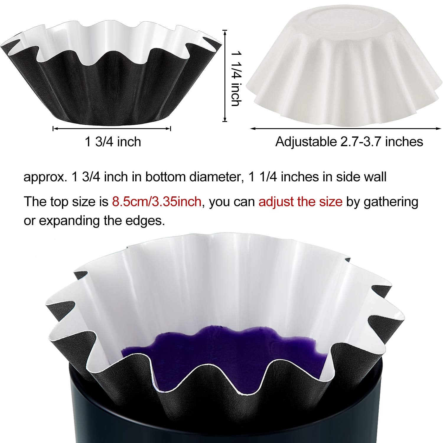Boao Wax Melt Liners Reusable Leakproof for Any Wax Cubes Waxes Warmer Containers Cups for Scented Candle Plug in Warmers Electric Waxes Melters Burner(Black, White,25 Pieces)