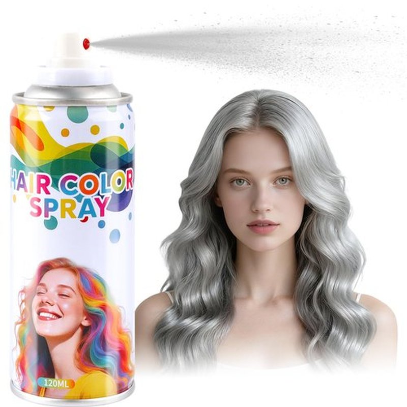 Silver Temporary Hair Color Spray,Non-Stick Hairspray for Women Men,One-day Washable Hair Dye Spray for Party Halloween Cosplay DIY Christmas.