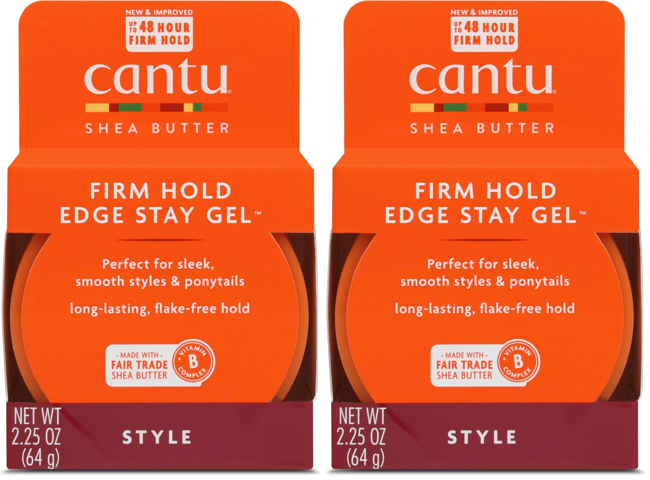 Cantu Extra Hold Edge Stay Gel with Shea Butter, 2.25 oz (Packaging May Vary) (Pack of 2)