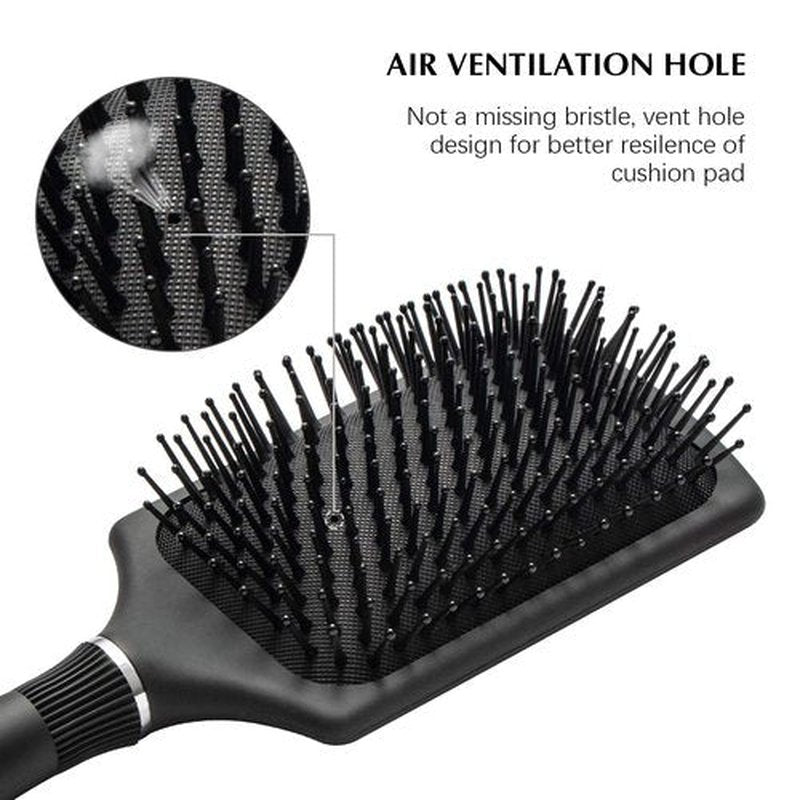 FIXBODY Paddle Brush - Smoothing Detangling Brush for Long Thick Hair, Wet & Dry Use - Black Matte