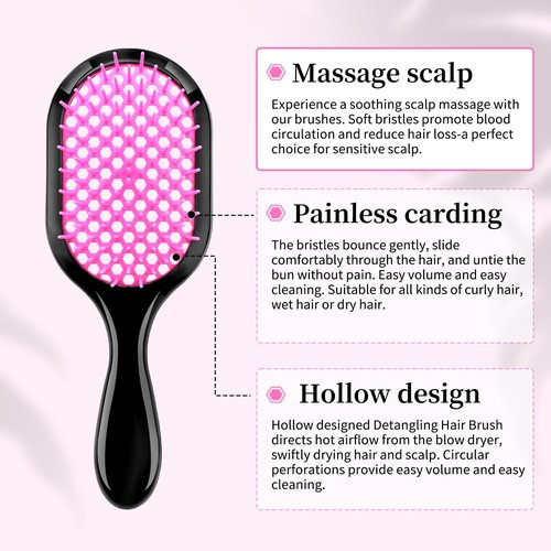 Skiennix Detangling Brush - 4 Pack Gentle & Effective Hair Detangler for Wet or Dry Hair | Ultra-Light & Ventilated (Pink, Purple, Green, Black)