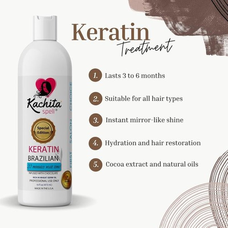 Kachita Spell Brazilian Keratin Hair Straightening Treatment - Lasts Up to 18 Weeks | 16 fl oz