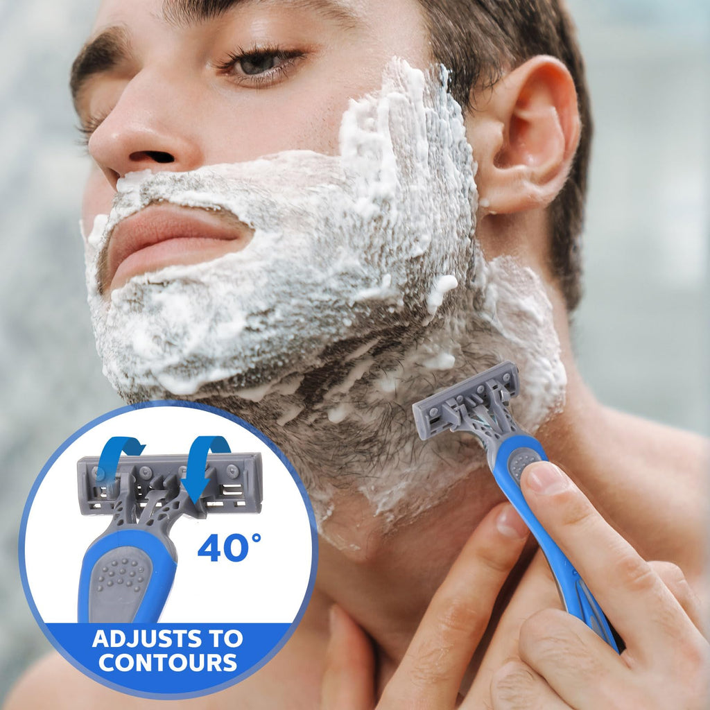 Leriton 90 Pcs Mens Disposable Razors Bulk 3 Blade Sensitive Skin Shaving Razor, Individually Wrapped for Hotel Spa Travel