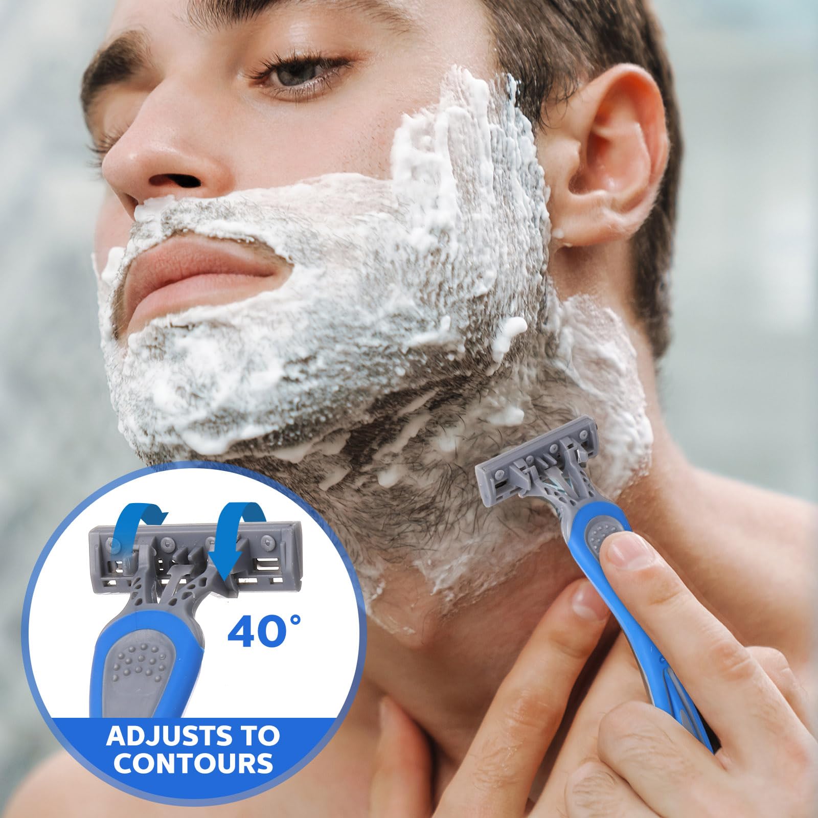 Leriton 90 Pcs Mens Disposable Razors Bulk 3 Blade Sensitive Skin Shaving Razor, Individually Wrapped for Hotel Spa Travel
