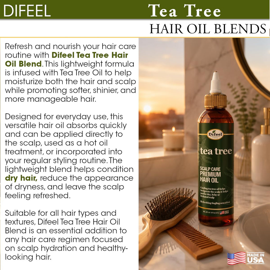 Difeel Scalp Care Tea Tree Premium Natural Hair Oil - Tea Tree Oil 8 oz.