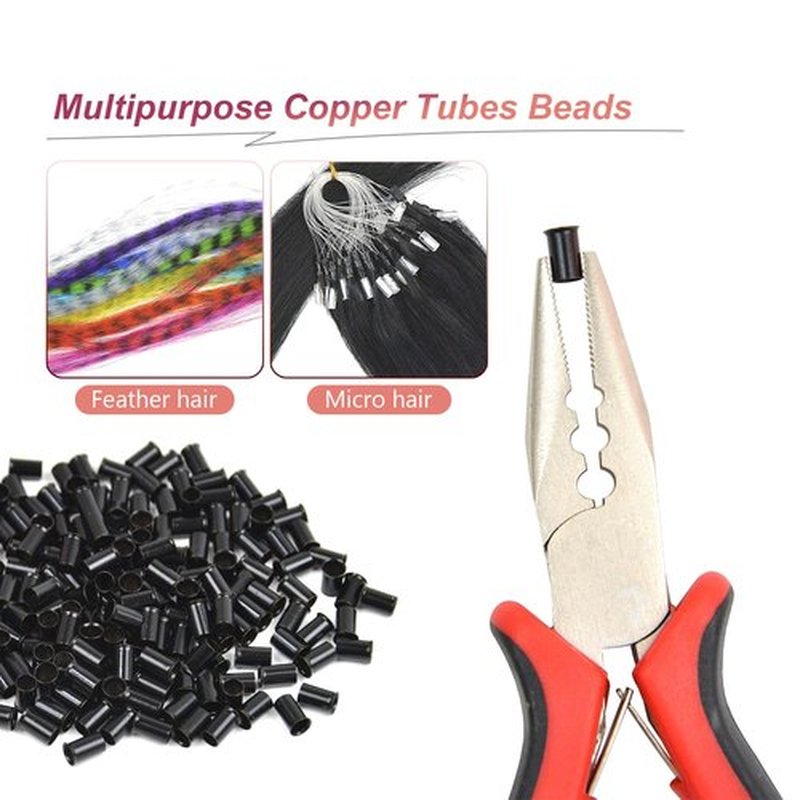 1000 Pcs 3.4 mm Micro Rings Links Beads Non-Silicone Copper Tubes Microlink Beads for Hair Extensions (Black)