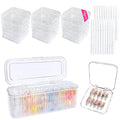 Press On Nail Organizer Box Kit,15 PCS Clear Press On Nail Storage Boxes and 1 Large Container Box,60pcs Adhesive Tape, Fake Nail Organizer Display Case Press On Nail Packaging for Home Nail Salon Use