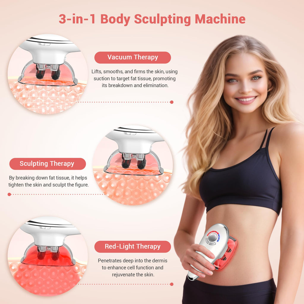 Queleay 3-in-1 Body Sculpting Machine, Body Sculptor Massager, Reduce Stretch Marks & Cellulite Massagers Tool for Stomach, Arms, Legs, Love Handles, Effectively Tightens Skin