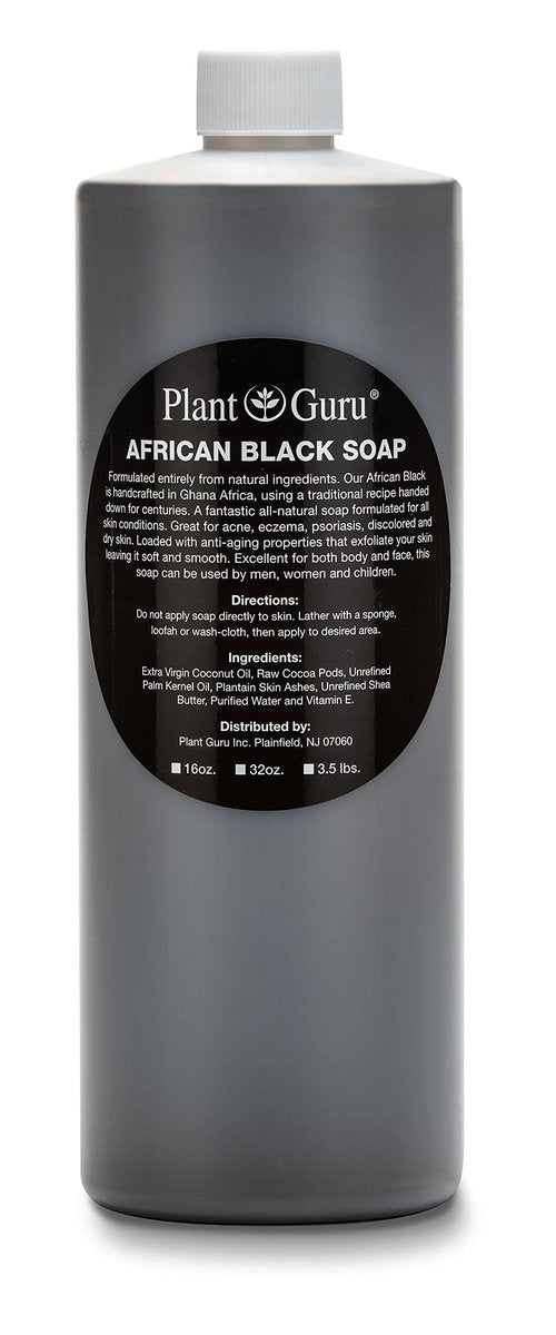 African Black Soap Liquid 32 oz. 100% Raw Pure Natural From Ghana. Acne Treatment, Aids Against Eczema & Psoriasis, Dry Skin, Scars and Dark Spots. Great For Pimples, Blackhead, Face & Body Wash