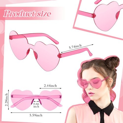 MTLEE 24 Pcs Valentines Heart Head Boppers Headbands and Heart Shape Sunglasses Valentines Party Supplies Wedding Photo Prop (Pink)