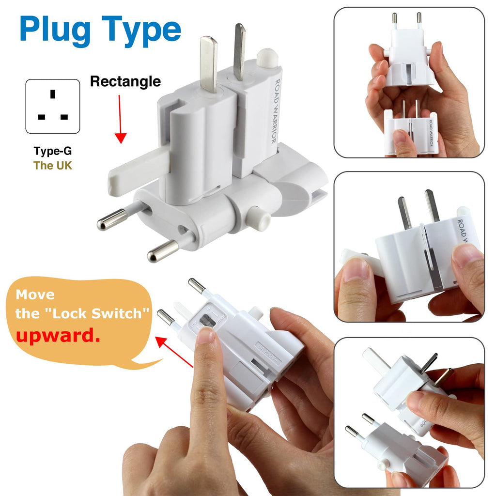 ROAD WARRIOR Worldwide Travel Plug Adapter European/UK/Australia/USA/India/Brazil/China Does Not Convert Voltage RW101WH