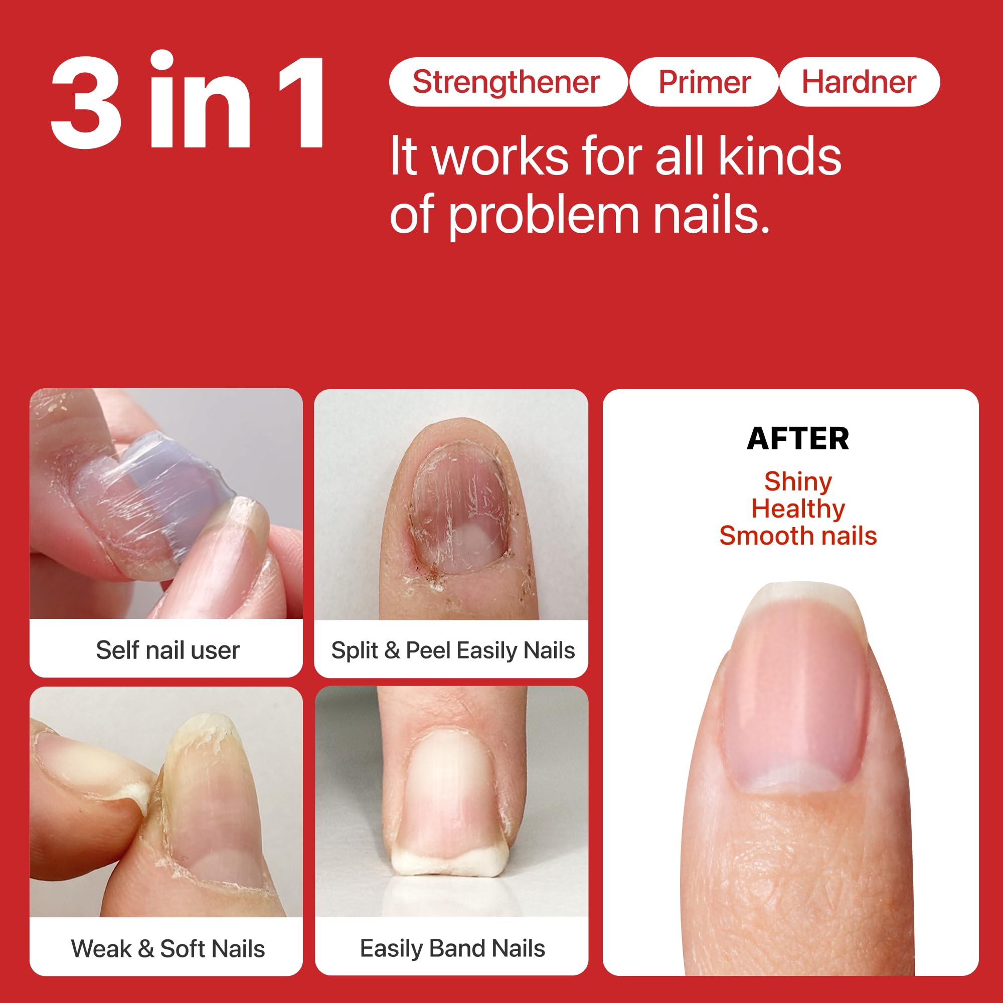 UUUUU. Magical Nail Solution | All-in-One Nail Care – Strengthener & Hardener & Primer with Biotin & Collagen – Quick-Drying & Odorless for Healthy Nails | Strengthen Weak & Thin Nails