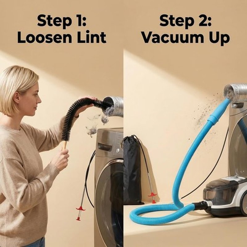 Skiennix Dryer Vent Cleaner Kit - 3Pcs Lint Vacuum Attachment & Flexible Brush with Storage Bag