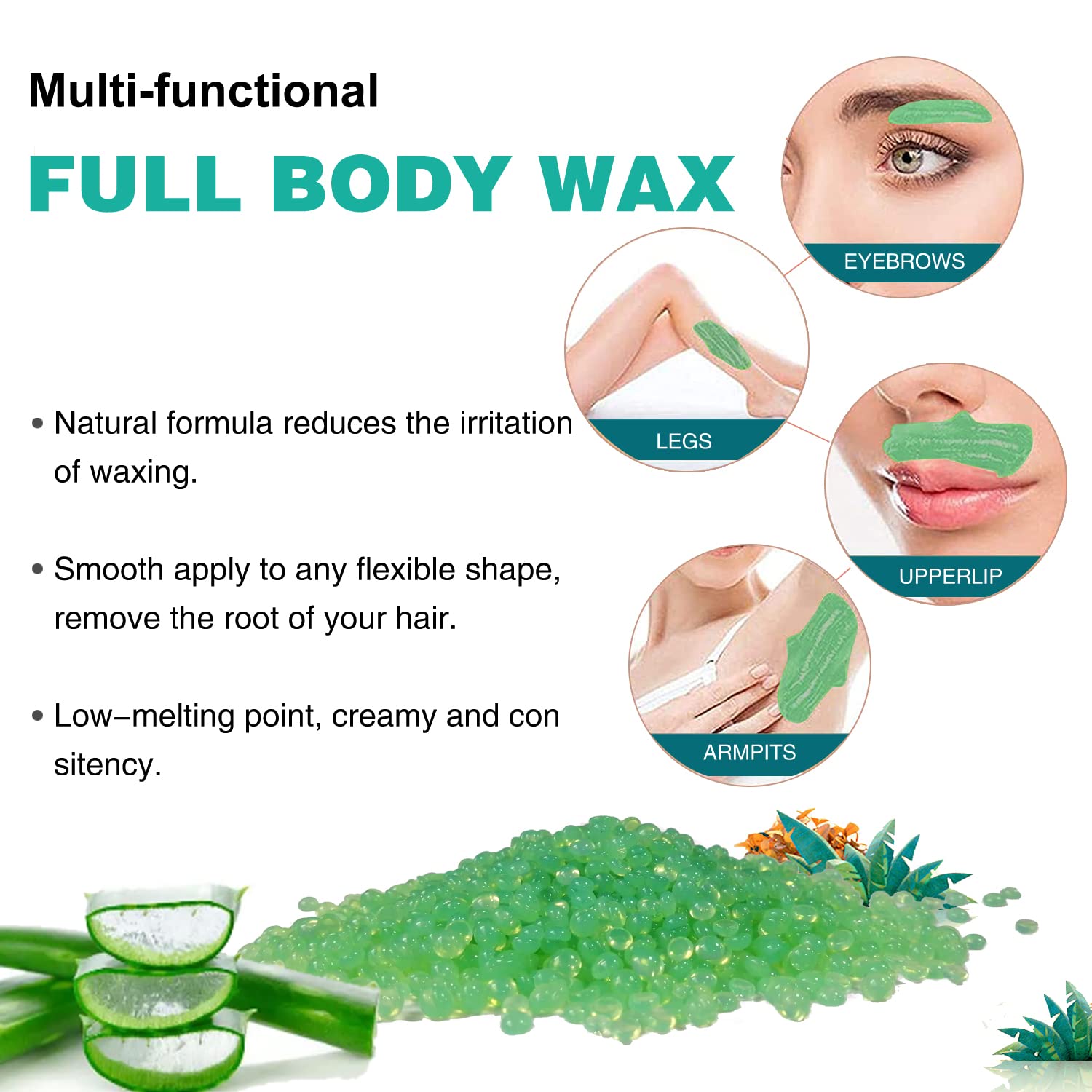 Auperwel Wax Beads 1.1lb, Hard Wax Beads for Coarse Hair Removal & Sensitive Skin, Works on Brazilian Bikini, Armpit, Legs, Face, Eyebrow, Back, Waxing Beads with 20 Sticks(Chocolate)