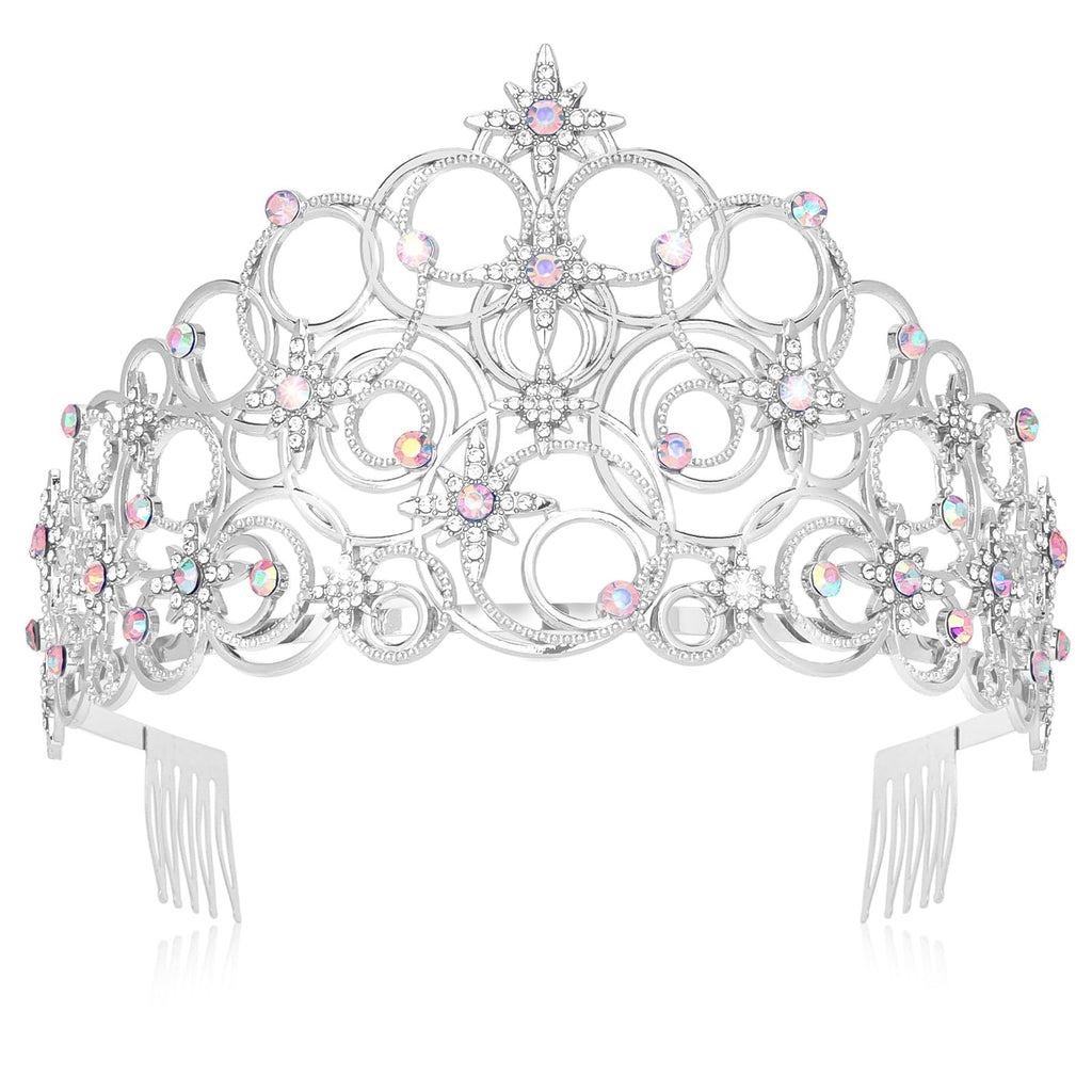 Uintoon Princess Crown Tiaras for Women Girls, Silver Bubble Tiara Crystal Queen Crown Headband, Prom Birthday Party Wedding Halloween Costume Accessories for Women