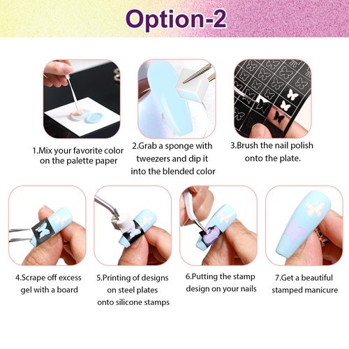 U-Shinein Gradient Gel Nail Set, 9 Nude Pink Color for Ombre White＆Black Nail Polish Platte Kit with 14* Nail Art Tools, Pigmented Pat Painting Gel French Manicure No-wipe DIY Art Home Salon
