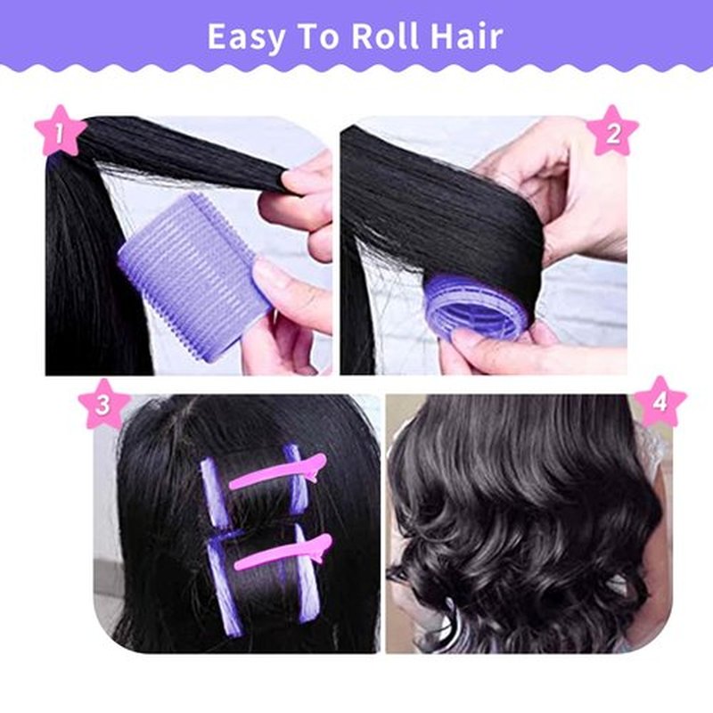 my novel things Hair Rollers Large Small 50PCS Set, 36PC Large Medium Hair Rollers for Volume Curlers with 12PC Clips 1 Tail Comb 1 Folding Comb for Short Medium Blowout Look Long Hair Gift for Women