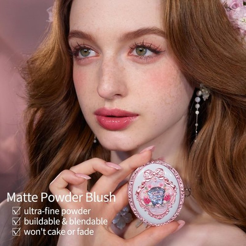 Flower Knows Midsummer Fairytales Velvet Embossed Blush,Rose Matte Powder Blush for Cheeks,Buildable & Blendable Face Makeup,Soft Long-Lasting Make Up for Women & Girls,0.17 Oz(04 Summer Blossom)