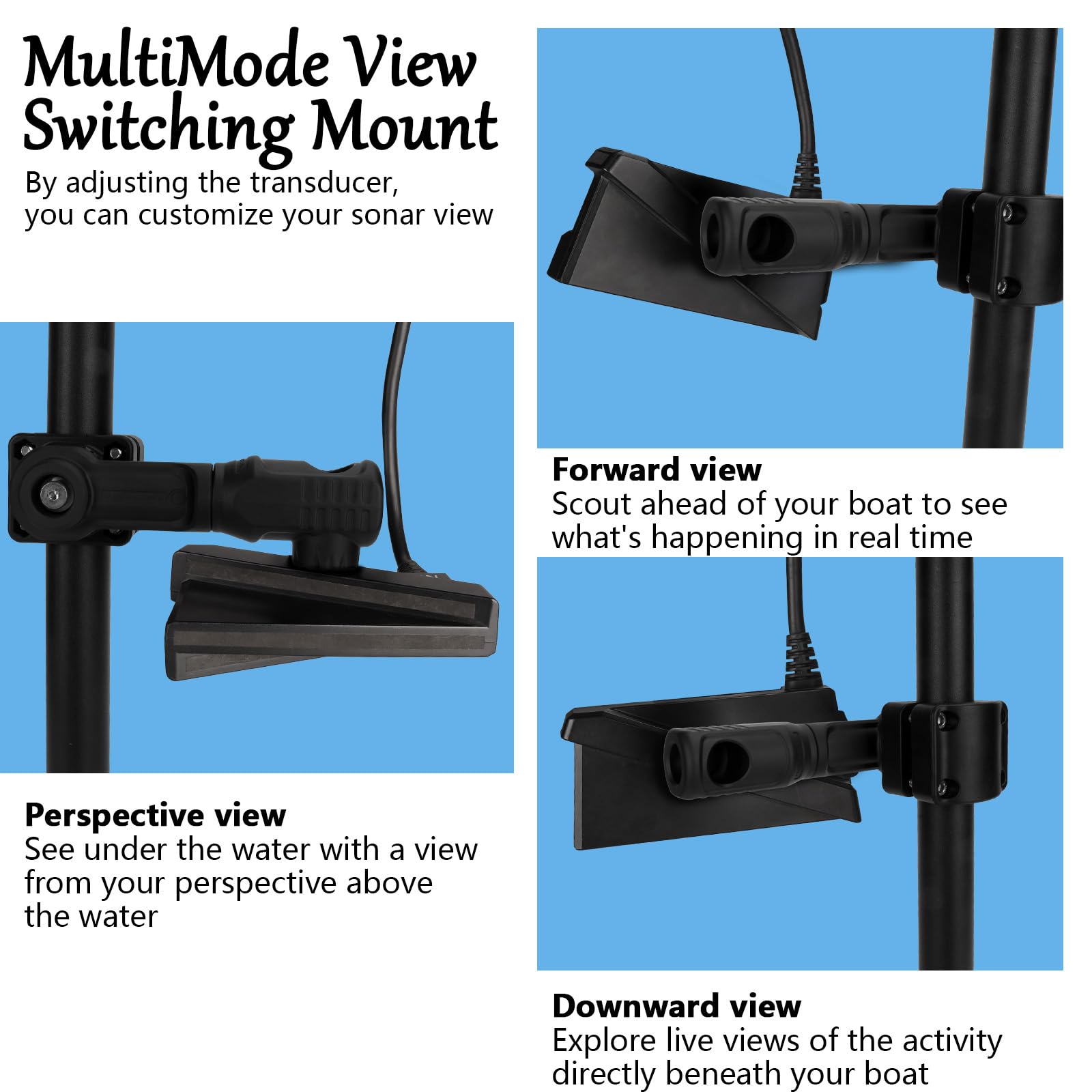 VINmounts Aluminum 0 Degree Mount Compatible with LVS34/LVS32/LVS62/Active Target,Tool-Free Adjustable Perspective Mode Transducer Mount